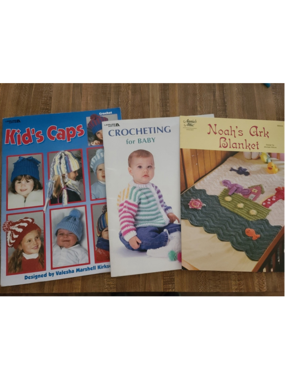 Lot of 3 Vintage Baby Crochet Patterns Book & Leaflets Caps Blankets